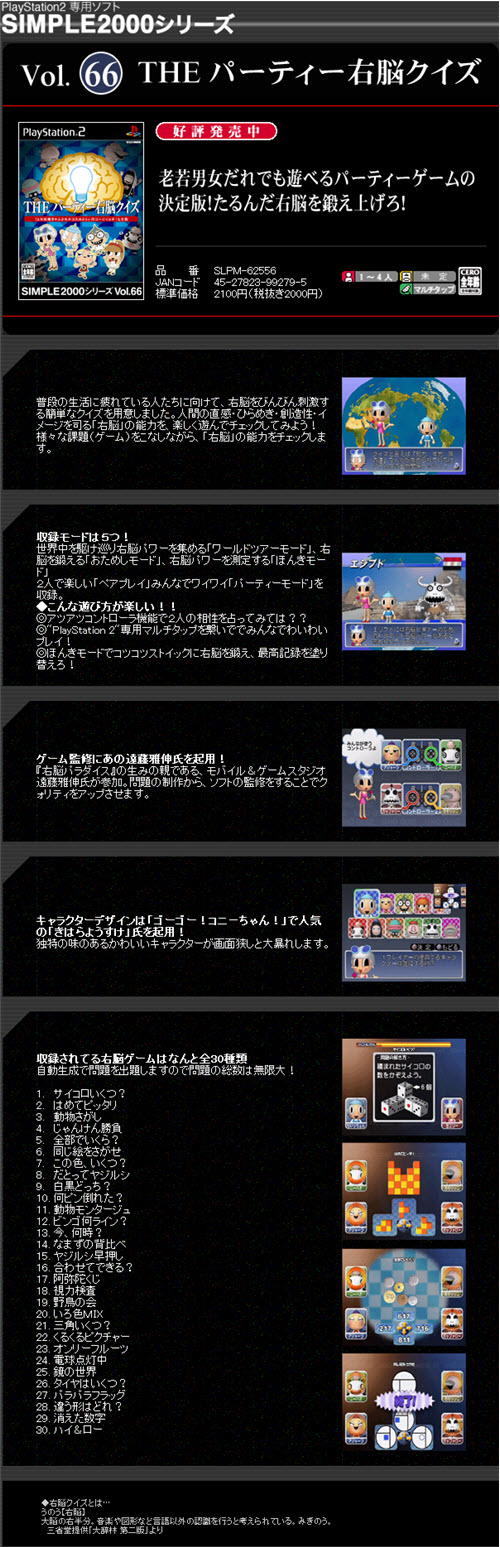 Simple 2000 Series Vol. 66 The Party Unou Quiz